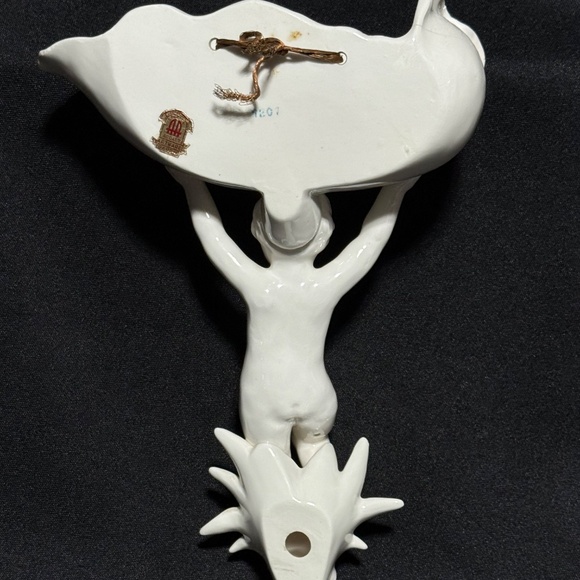 Ardalt Vintage 10" White Porcelain Cherub Wall Pocket Planter 1950-60's Japan - Picture 6 of 10